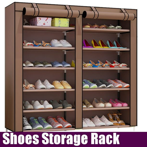 Shoe Rack 6 Tier Holder Organiser Shelf Stand With Cover Brown